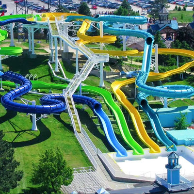 良い価格 Customized Size 6-8mm Thickness Fiberglass Water Park Slide with Over 10 Years Service Life オンライン