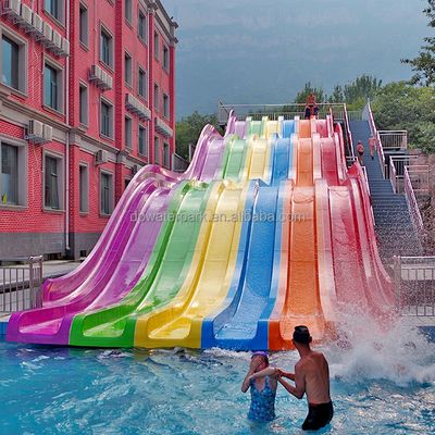 良い価格 Commercial Fiberglass Rainbow Racing Slide with 10m Height 43m Length and 8-10mm Thickness for Water Parks オンライン