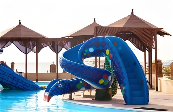 良い価格 Fiberglass Water Splash Swimming Pool Slide Waterplayground Water Park Animals Set Color customization Elephant Snake Rainbow Children's Pool Slide オンライン