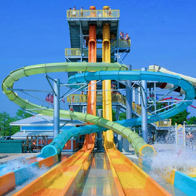 良い価格 Customized Colorful Fiberglass Water Park Slide Ending with Pool for Resort Hotels オンライン