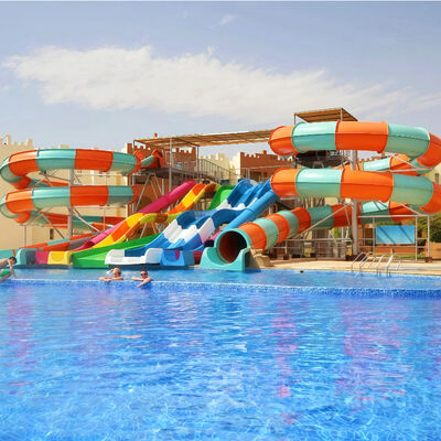 Commercial Large Combo Fiberglass Water Slides Pool Water Park Equipment For Aqua Parks Hotels