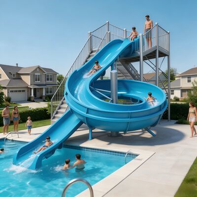 ROHSとオープン 商用スパイラル ガラス繊維水スライド 設備 屋外娯楽公園と水遊びのための