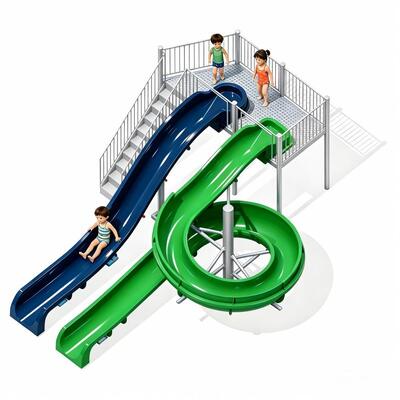コンパクト スパイラルと直線 ガラス繊維水スライド コンビニ用水上公園 水泳池スライド