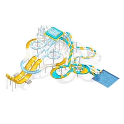 品質 商業用 高さ12m ウォータースライダー ファイバーグラス レインボーカラー ウォーターパーク遊具 大人向けゲーム 工場
