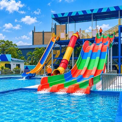 品質 マルチレーンレインボーレーサー 水上スライド 青い方 青い方 青い方 水上公園 工場